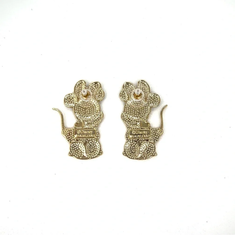 Disney x Baublebar Minnie Mouse Birthday Earrings Enamel Gold Plated New NWT